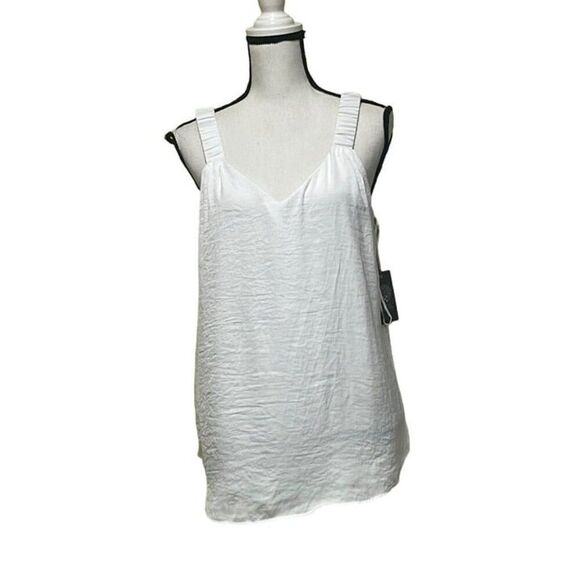 Vince Camuto Ruffle Strap Rumple Tank Top, Ivory, Sz. M - Picture 3 of 9